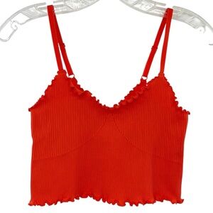Aerie Red Seamless Rib Corset Bra Top